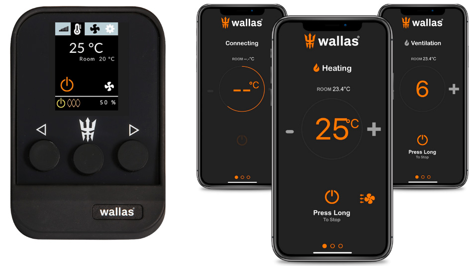 Wallas-venelämmitinten ohjauspaneeli ja etäohjauksen mahdollistava mobiilisovellus